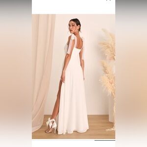 LULUS Radiant Romance White Tie-Strap Maxi Dress